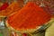 Spices pile in the Marrakesh street shop