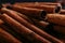 Spices sticks cinnamon on the old table. Rustic background, aroma close-up