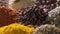 Spices. Various Indian Spices on wooden table. Assortment of Seasonings, condiments. Cooking ingredients, flavor. Slow