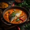 Spicy Bangladeshi Hilsa Curry with White Rice and Salad