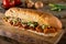 Spicy Barbecue Pork Submarine Sandwich