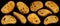 Spicy bruschetta crackers, bread croutons on black background