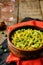 Spicy cabbage with green peas. Indian cuisine