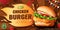 Spicy chicken burger ad banner