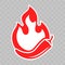 Spicy chili pepper and hot fire flame icon. Vector spicy fast food and sauce package fire burn label