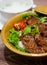 Spicy chinese beef stew with rice