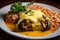 Spicy close-up of Chiles Rellenos with melted cheese and savory ground beef filling, garnished with fresh cilantro