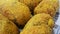 Spicy and delicious fried croquettes with a closeup perspective view