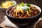 Spicy and Flavorful Chili Con Carne with Melted Cheese and Sour Cream Topping