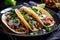 Spicy and flavorful pork carnitas tacos with chopped onions and fresh cilantro, served on a colorful plate