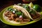 Spicy and flavorful pork carnitas tacos with chopped onions and fresh cilantro, served on a colorful plate