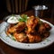 Spicy Homemade Buffalo Wings. Generative AI