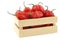 Spicy hot red adjuma peppers in a wooden box