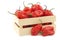 Spicy hot red adjuma peppers in a wooden box