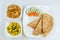 Spicy Indian vegetarian breakfast meal - Indian naan bread - Chapati bread