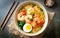 Spicy Instant Noodle Soup With Shrimp