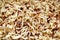 Spicy instant noodles soup texture background.