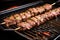 spicy lamb kebabs being brushed with marinade