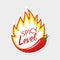 Spicy level sticker on white background. Vector illustration design. Burning hot