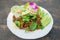 Spicy minced pork salad, minced pork mash with spicy, Thai food