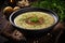 Spicy mushroom soup with in a bowl