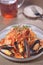 Spicy mussel shrimp spaghetti