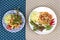 Spicy papaya salad and Spicy sour mixed herb salad with fried to