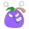 Spicy purple peppers are holding back angry emotions, doodle icon image kawaii