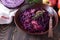 Spicy red cabbage stewed with apples and blackcurrant