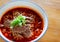 Spicy red soup beef noodle