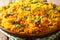 Spicy rice Mumbai Tawa Pulao with vegetables close-up. horizontal