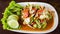 Spicy shrimp, crab and cockle salad, seafood samui