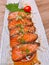 Spicy sliced salmon salad.