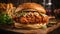 Spicy southern style fried chicken sandwich with coleslaw and pickles