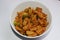 Spicy soya matar tawa fry, made with soybean chunks and green peas, Indian food