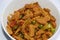 Spicy soya matar tawa fry, made with soybean chunks and green peas, Indian food