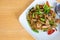 Spicy stir fried instant noodle and holy basil leaves