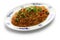 Spicy stir fry vermicelli with minced pork, classic Sichuan dish in chinese cuisine