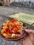 spicy street food in indonesia called tahu gejrot
