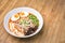 Spicy Tom Yum, Creamy Pork Ramen with Egg, Sugar Pea, Tofu and M