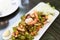 Spicy winged bean salad with shrimp and pork