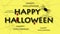 Spider and  blood drobs with happy halloween letters, yellow background