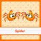 Spider, funny characters on a orange background