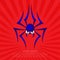 Spider graphic on a red background.
