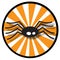 Spider icon with orange rays