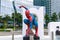 Spider-Man statue at Busan haeundae Cinema Street