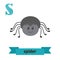 Spider. S letter. Cute children animal alphabet in vector. Funny