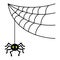 The spider weaves a web. Silhouette. The insect hangs on a thin thread. A clever hunter. Vector illustration.