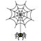 The spider weaves a web. Silhouette. The insect hangs on a thin thread. A clever hunter. Vector illustration.