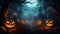 Spider web silhouette against black wall   halloween theme dark background
